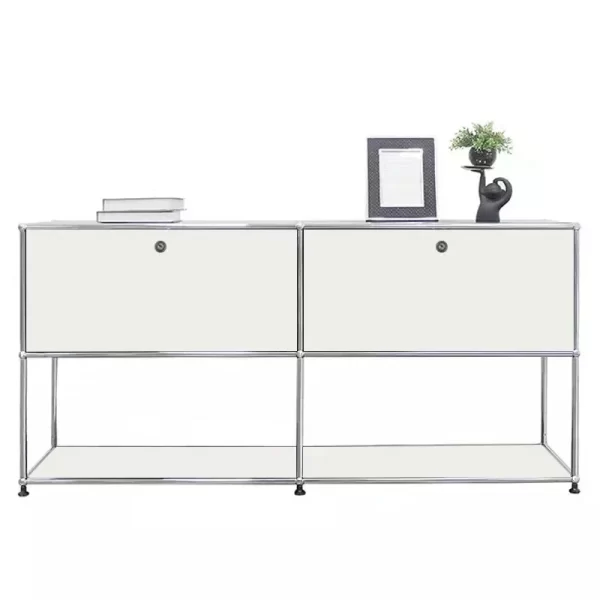 Modern Storage Cabinets Sideboard Modular USM Haller Soild Wood Cabinet Stainless Steel Frame with Door for Living Room Bedroom - Image 5