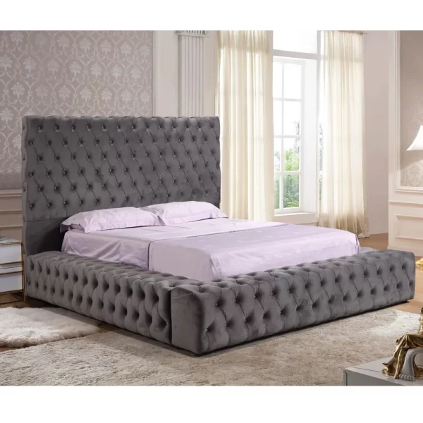 Luxury Bedroom Furniture Set Luxury King Size Bed Classic Up-holstered Diamond Tufted Platform Bedroom Bed Frame Queen Size - Image 2