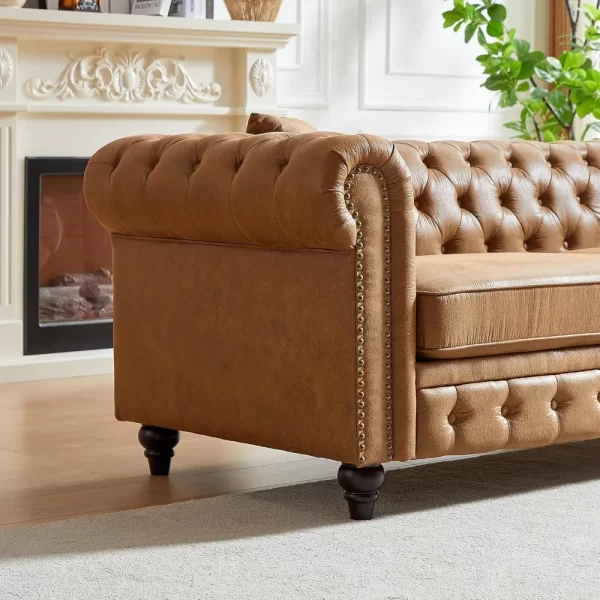 2-Piece Tech Fabric Upholstered Living Room Sofa Set, Including 3-Seater Sofa and Loveseat with Four Pillows Included - Image 5