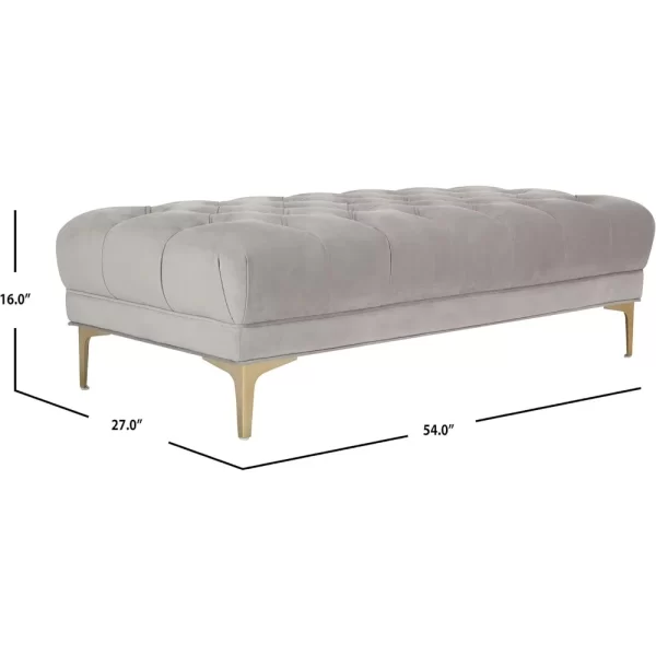 54-inch Glam Grey Velvet and Brass Tufted Rectangular Bench - Image 2
