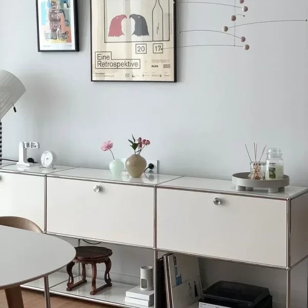 Modern Storage Cabinets Sideboard Modular USM Haller Soild Wood Cabinet Stainless Steel Frame with Door for Living Room Bedroom - Image 2