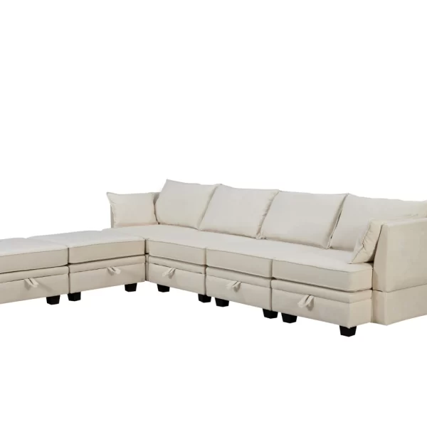 U-Style Sectional Sofa Bed, Reversible Chaise, Storage Sofa - Image 5