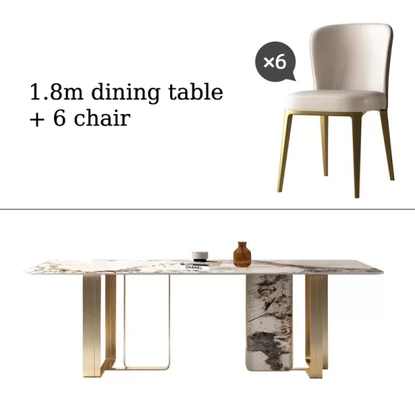 Italian Style Minimalist Dining Table Set Villa Home Furniture Kitchen Rectangle Table For Apartment Luxury 6 Chair Dining Table - Image 8