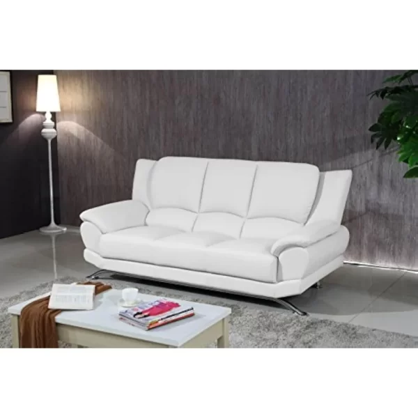 Sofa, Leather Sofa Set, Heavy Gauge Steel Chrome Base Legs, Luxury Modern 3 Pieces Living Room Set Sofas - Image 3