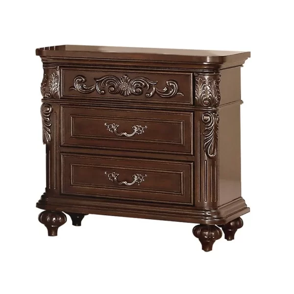 Traditional Antique Walnut 1pc Nightstand Bedroom Furniture Cherry Veneer 2-Drawers Hanging Pull Bedside Table - Image 3