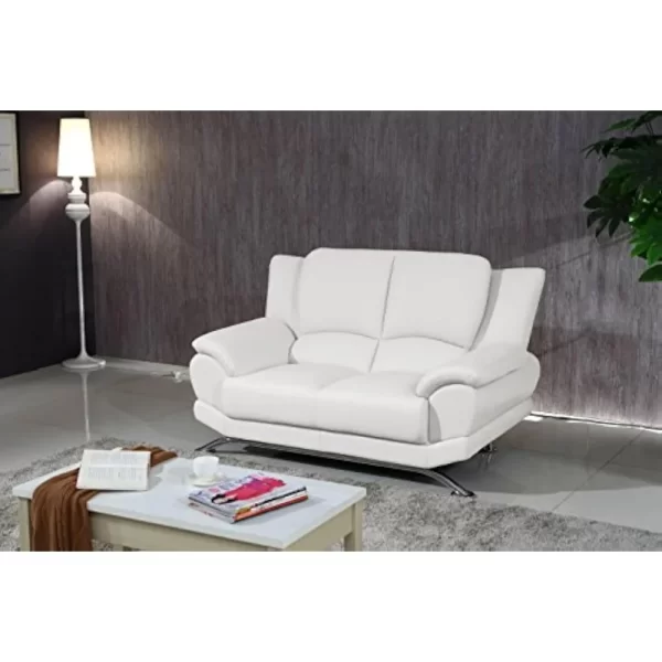 Sofa, Leather Sofa Set, Heavy Gauge Steel Chrome Base Legs, Luxury Modern 3 Pieces Living Room Set Sofas - Image 4