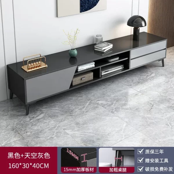 Black Storage Tv Stand Premium Simple Luxury Minimalist Tv Cabinet Simple Stylish Mobili Per La Casa Living Room Furniture - Image 11