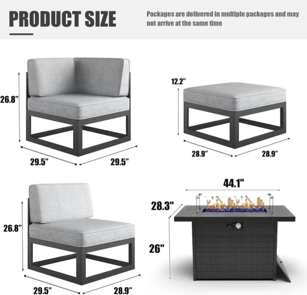 Large Aluminum Patio Furniture Set  Modern Outdoor Conversation Set Sectional  Sofa Set - Image 2