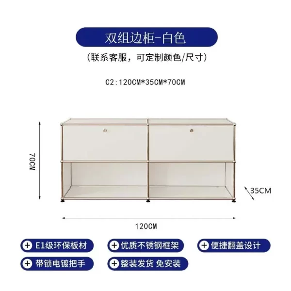 Modern Storage Cabinets Sideboard Modular USM Haller Soild Wood Cabinet Stainless Steel Frame with Door for Living Room Bedroom - Image 17