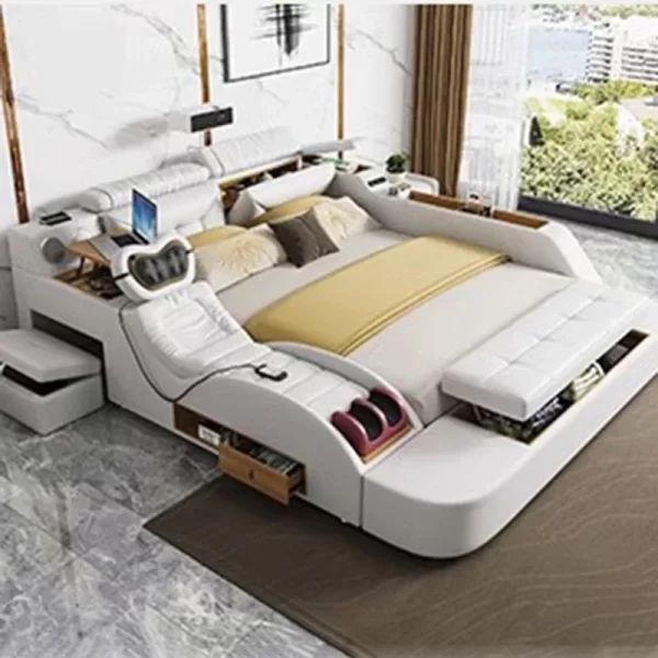 Korean Modern Luxury Bed European Nature Luxury Bedroom Human Bed Design Multifunctional Bedroom Camas King Size Home Furniture - Image 4