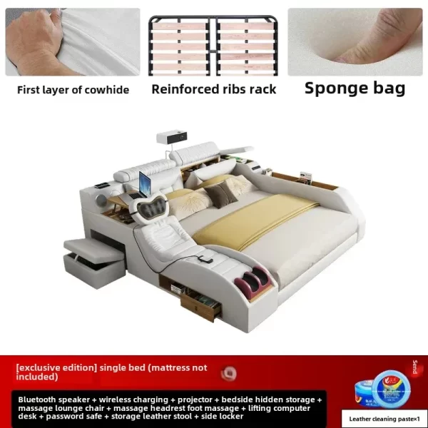 Korean Modern Luxury Bed European Nature Luxury Bedroom Human Bed Design Multifunctional Bedroom Camas King Size Home Furniture - Image 11