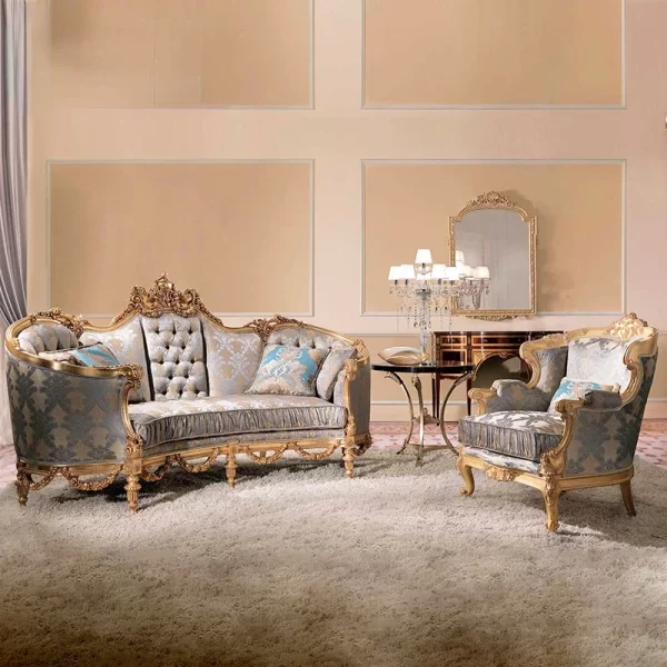 European style living room large family  pure solid wood carved sofa tea table combination villa Furniture Customization - Image 2