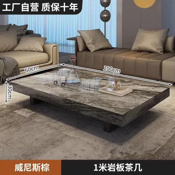 Rock slab coffee table light luxury high-end living room home, rectangular marble tea table - Image 20