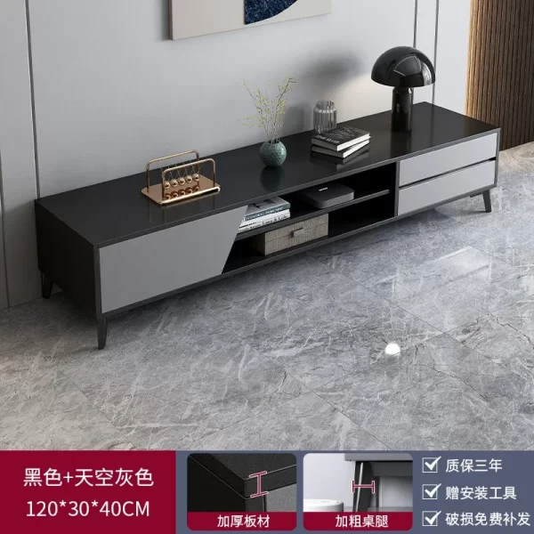 Black Storage Tv Stand Premium Simple Luxury Minimalist Tv Cabinet Simple Stylish Mobili Per La Casa Living Room Furniture - Image 15