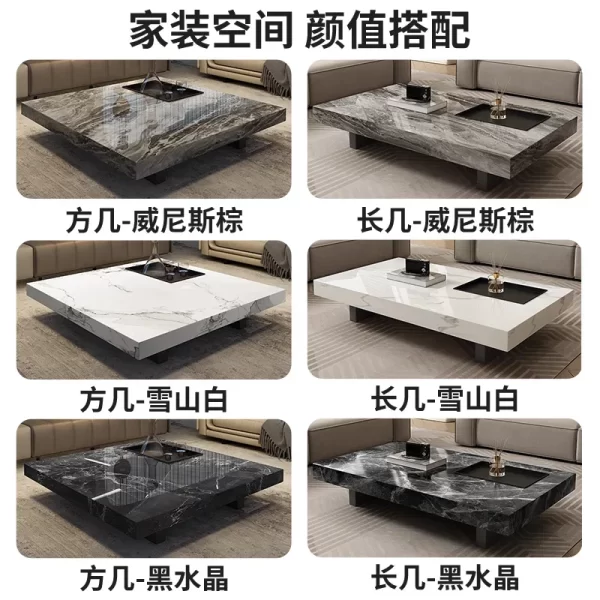 Rock slab coffee table light luxury high-end living room home, rectangular marble tea table - Image 5