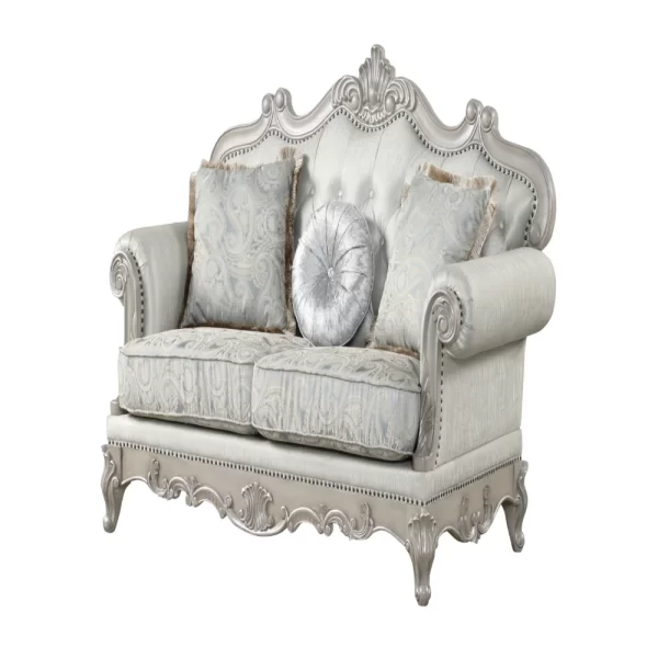 Tuscan 5-Piece Living Room Set, Wood, Silver Finish, Traditional Style Furniture - Image 4