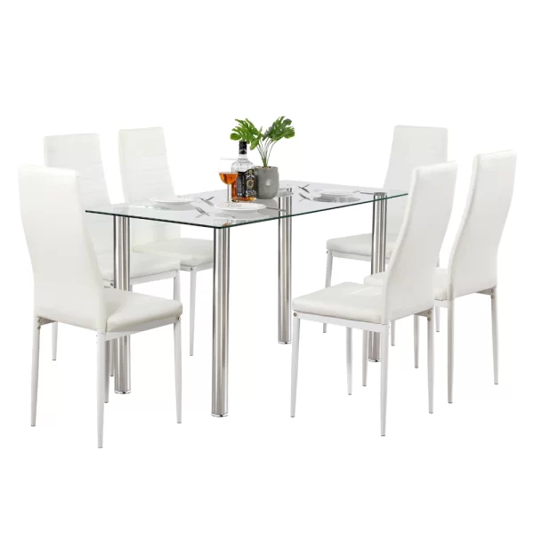 Simple Assembled Transparent Glass & Iron Dinner Table(Replacement - Image 6