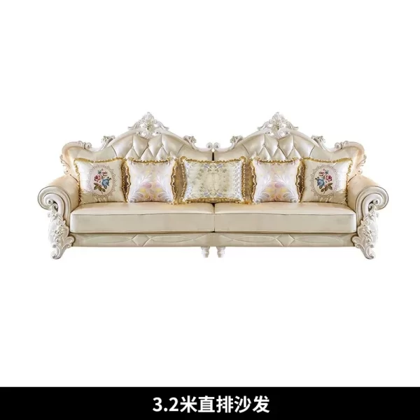European leather sofa combination living room size luxury European villa American solid wood corner sofa - Image 7