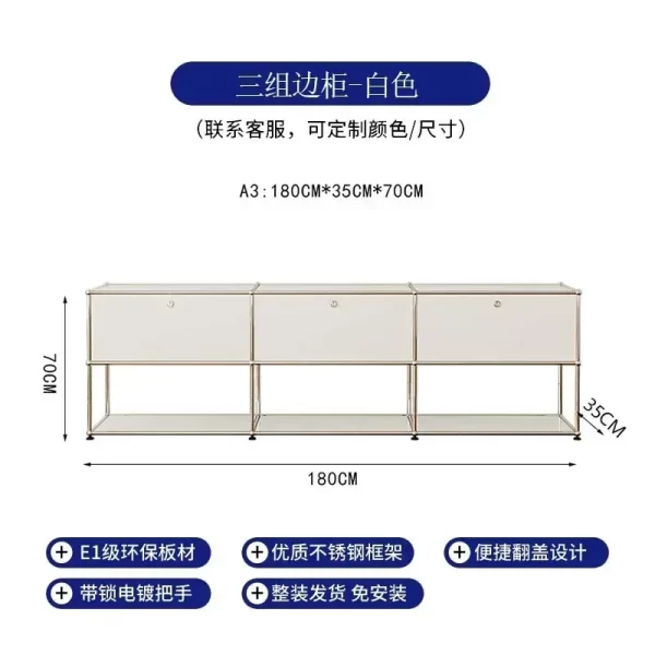 Modern Storage Cabinets Sideboard Modular USM Haller Soild Wood Cabinet Stainless Steel Frame with Door for Living Room Bedroom - Image 11