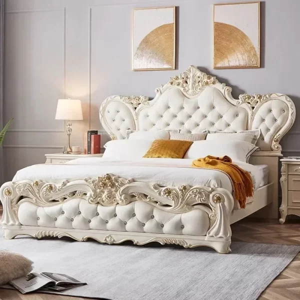 Modern Nordic Luxury Bed Master Queen King Modern Salon Bed Wood Bedroom Leather Letto Matrimoniale Multifunzione Furniture - Image 3