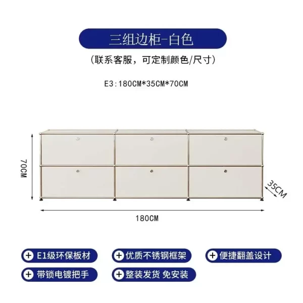 Modern Storage Cabinets Sideboard Modular USM Haller Soild Wood Cabinet Stainless Steel Frame with Door for Living Room Bedroom - Image 12
