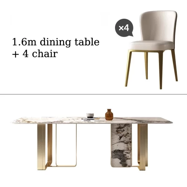 Italian Style Minimalist Dining Table Set Villa Home Furniture Kitchen Rectangle Table For Apartment Luxury 6 Chair Dining Table - Image 9