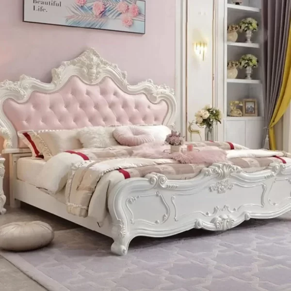 Aesthetic Designer Bed Frame Master European Throne Luxury King Size Twin Frame Bed Modern Princess Muebles Backyard Furniture - Image 3