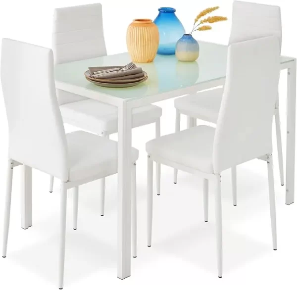 Glass Dining Set, Modern Kitchen Table Furniture for Dining Room, Dinette, Compact Space-Saving with Glass Table - Image 9