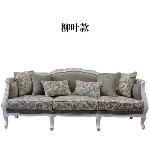 American antique oak three-person sofa small apartment living room fabric sofa - Image 9