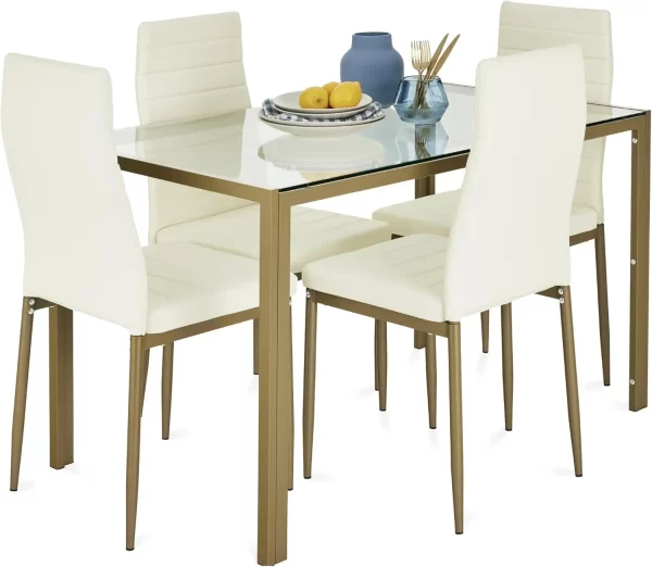 Glass Dining Set, Modern Kitchen Table Furniture for Dining Room, Dinette, Compact Space-Saving with Glass Table - Image 10