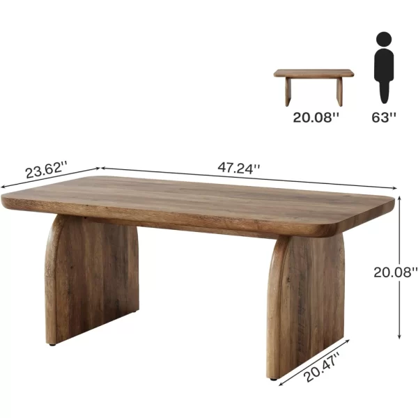 Rectangle Coffee Table, 47-Inch Wood Rectangular Living Room Table, Farmhouse Accent Center Low Cocktail Tea Table with Sturdy - Image 2