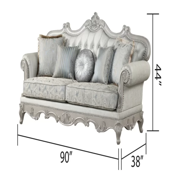 Tuscan 5-Piece Living Room Set, Wood, Silver Finish, Traditional Style Furniture - Image 3