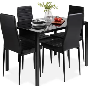 Glass Dining Set, Modern Kitchen Table Furniture for Dining Room, Dinette, Compact Space-Saving with Glass Table