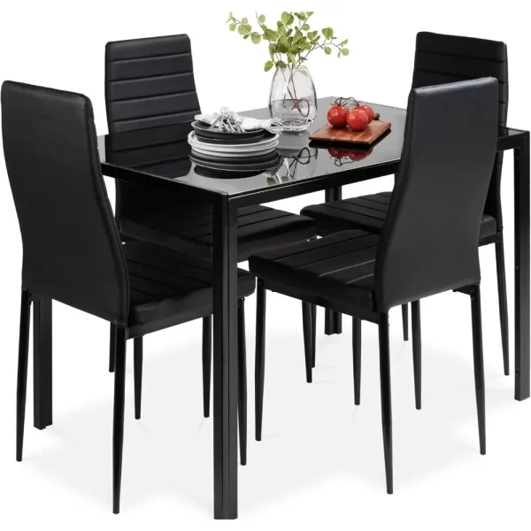 Glass Dining Set, Modern Kitchen Table Furniture for Dining Room, Dinette, Compact Space-Saving with Glass Table