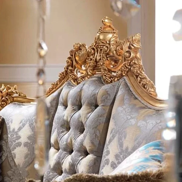 European style living room large family  pure solid wood carved sofa tea table combination villa Furniture Customization - Image 5
