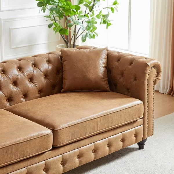 2-Piece Tech Fabric Upholstered Living Room Sofa Set, Including 3-Seater Sofa and Loveseat with Four Pillows Included - Image 6