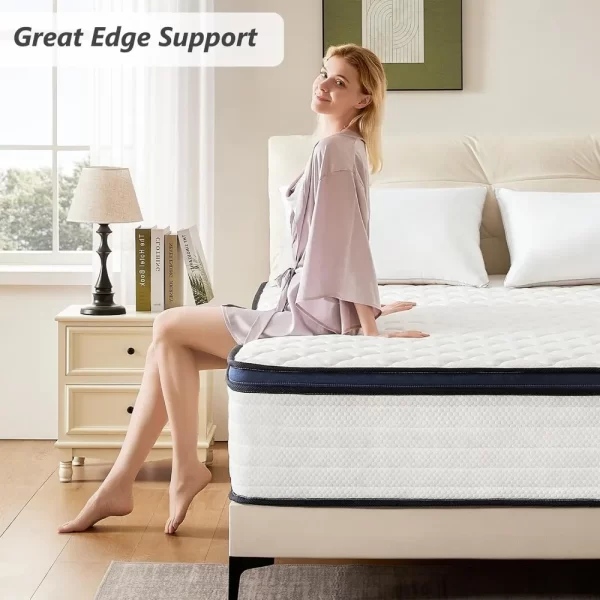 Queen Size Mattresses 12 inch Hybrid Mattress Queen with Pocket Coils Springs, Pressure Relieve, Motion Isolation, Edge Support, - Image 3