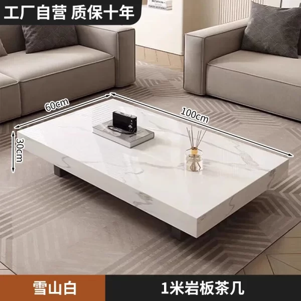 Rock slab coffee table light luxury high-end living room home, rectangular marble tea table - Image 13
