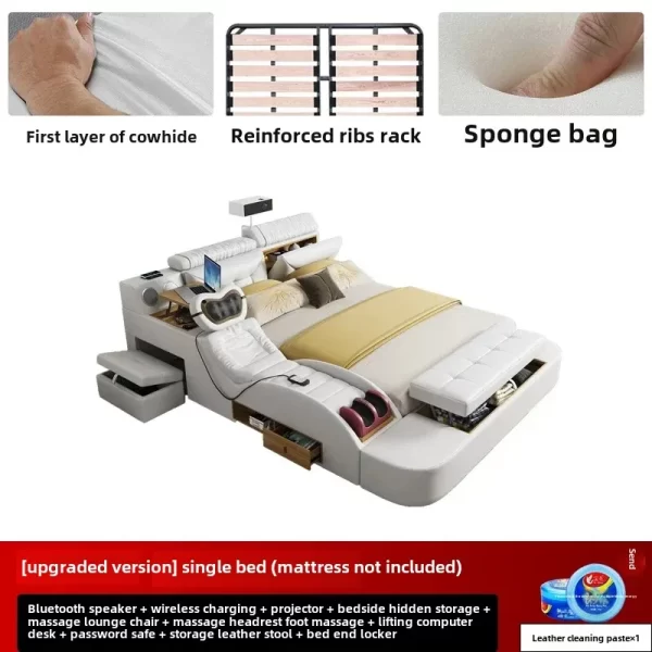 Korean Modern Luxury Bed European Nature Luxury Bedroom Human Bed Design Multifunctional Bedroom Camas King Size Home Furniture - Image 12
