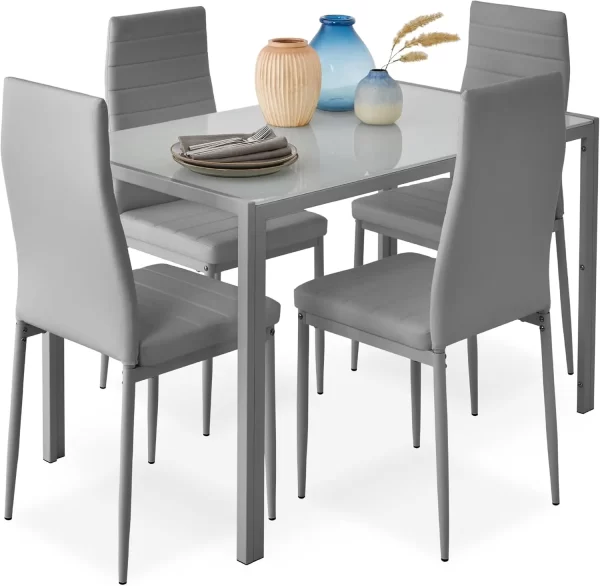 Glass Dining Set, Modern Kitchen Table Furniture for Dining Room, Dinette, Compact Space-Saving with Glass Table - Image 11