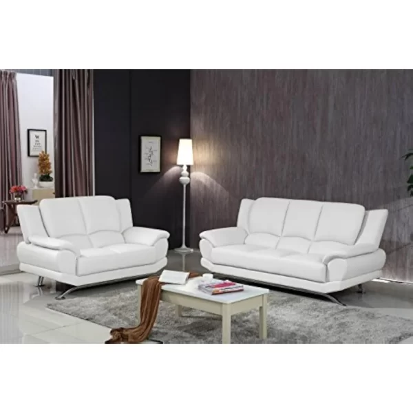 Sofa, Leather Sofa Set, Heavy Gauge Steel Chrome Base Legs, Luxury Modern 3 Pieces Living Room Set Sofas - Image 2
