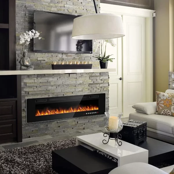 72 Inch Ultra-thin Silent Linear Electric Fireplace, Embedded Wall Mounted Fireplace, 12 Adjustable Flame Colors and Speeds - Image 2