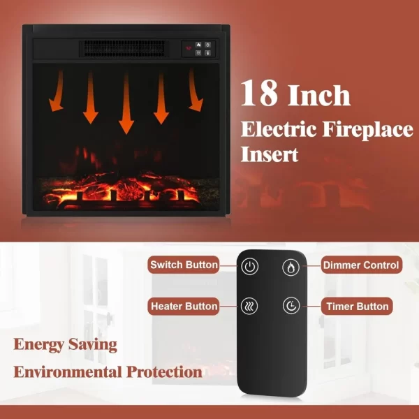 Fireplace Corner TV Stand for TV Up to 55 Inch, Modern TV Console with 18 Inch Electric Fireplace, Entertainment Center with Op - Image 6