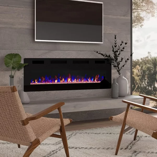 72 Inch Ultra-thin Silent Linear Electric Fireplace, Embedded Wall Mounted Fireplace, 12 Adjustable Flame Colors and Speeds - Image 3