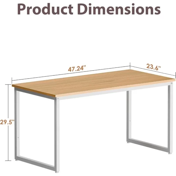 Computer Desk 47 Inch Modern Sturdy Office Desk PC Laptop Notebook Simple Writing Table for Home Office Workstation - Image 3