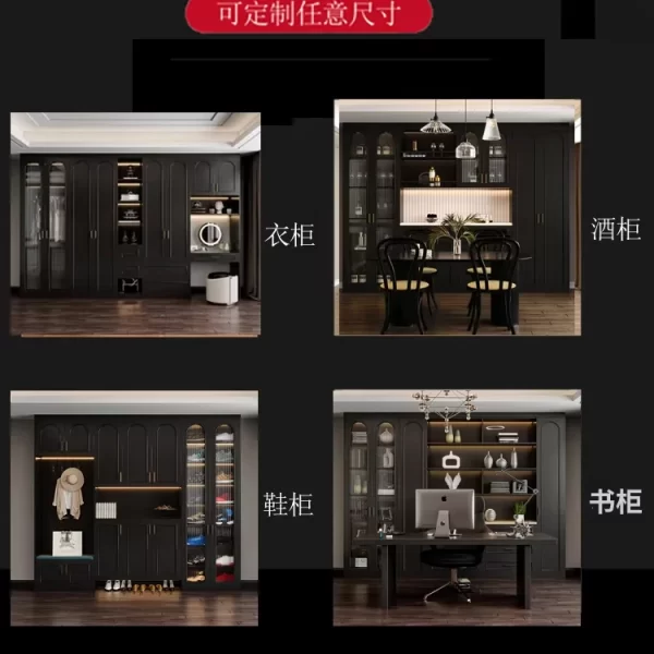 French Retro Black Wardrobes Makeup Table Dressing Solid Wood Desk Combination Wardrobe Light Luxury Customization Easy Assemble - Image 4