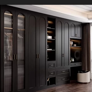 French Retro Black Wardrobes Makeup Table Dressing Solid Wood Desk Combination Wardrobe Light Luxury Customization Easy Assemble