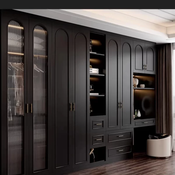 French Retro Black Wardrobes Makeup Table Dressing Solid Wood Desk Combination Wardrobe Light Luxury Customization Easy Assemble