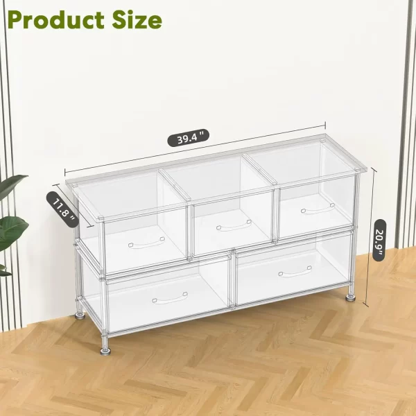 Wide - Drawer Dresser Suitable for the Bedroom, with Fabric Storage Bins and Storage Organizer Units. - Image 6