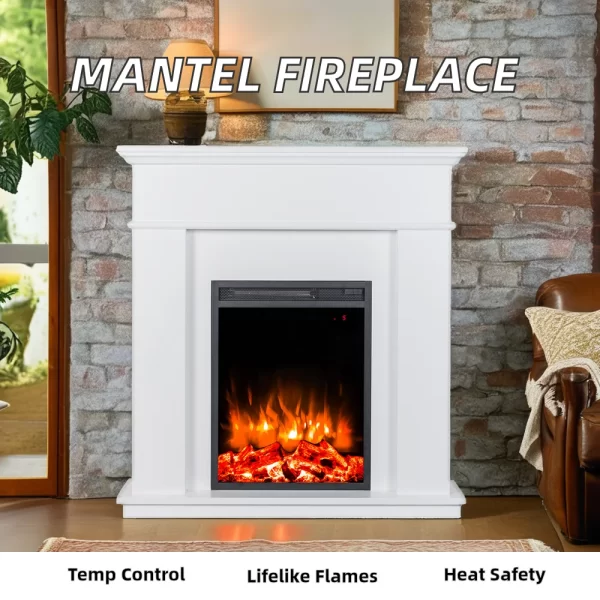 French-Operating Remote Control LED Display Electric Fireplace Heated Mantel Freestanding Indoor Use for Household - Image 2